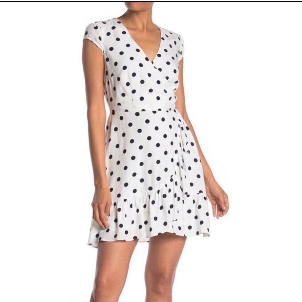 J. Crew Black and White Ruffled Wrap Sundress